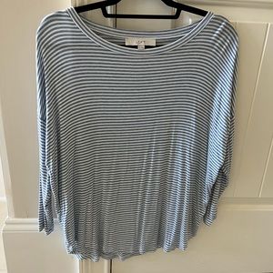 Light blue striped Loft 3/4 sleeve casual shirt